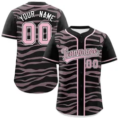 Black Light Pink Zebra Graffiti Authentic Baseball Jersey 1