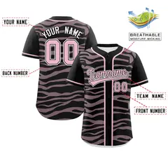 Black Light Pink Zebra Graffiti Authentic Baseball Jersey 2