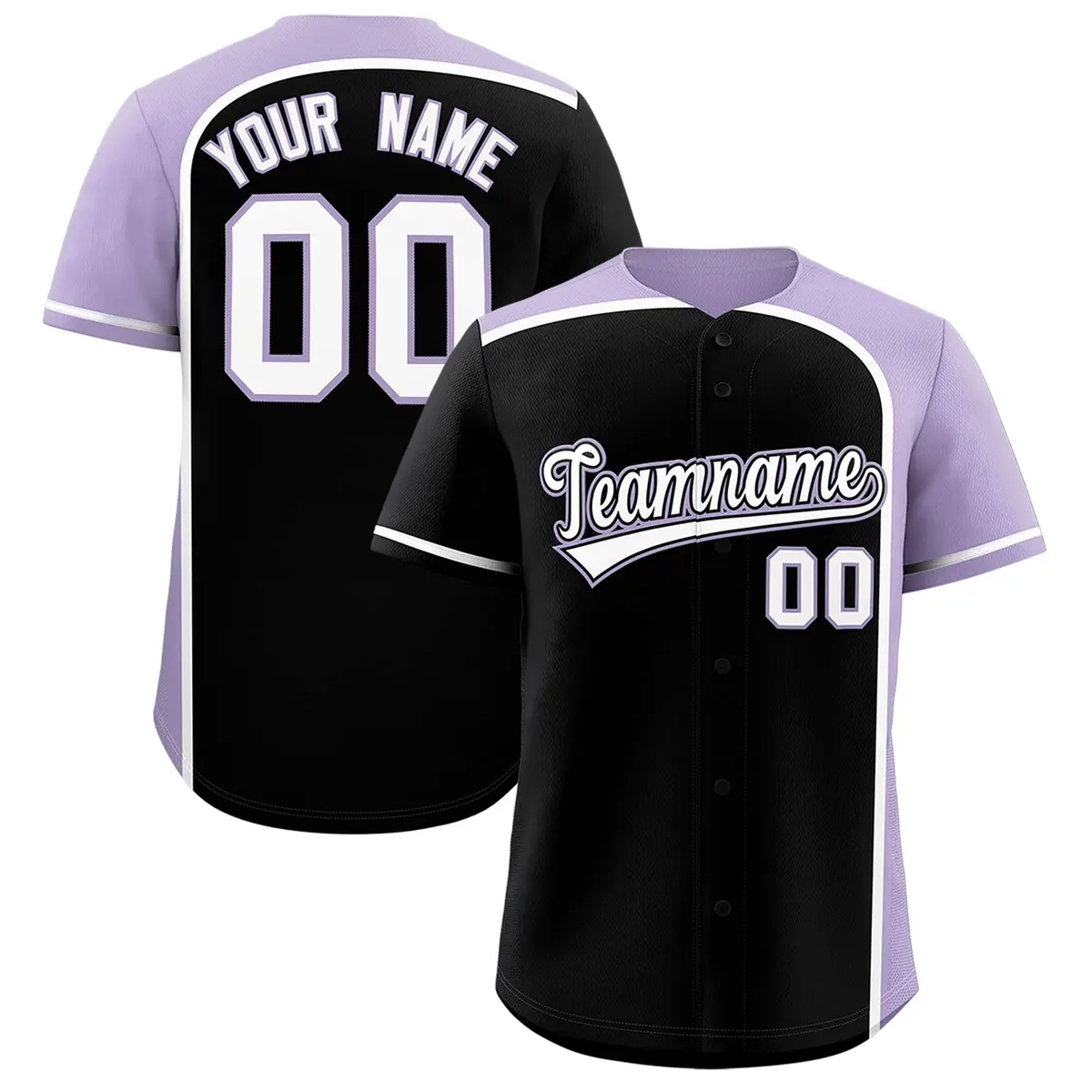 Black Light Purple Color Block Authentic Baseball Jersey