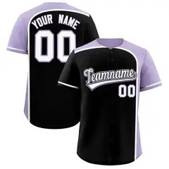 Black Light Purple Color Block Authentic Baseball Jersey 1