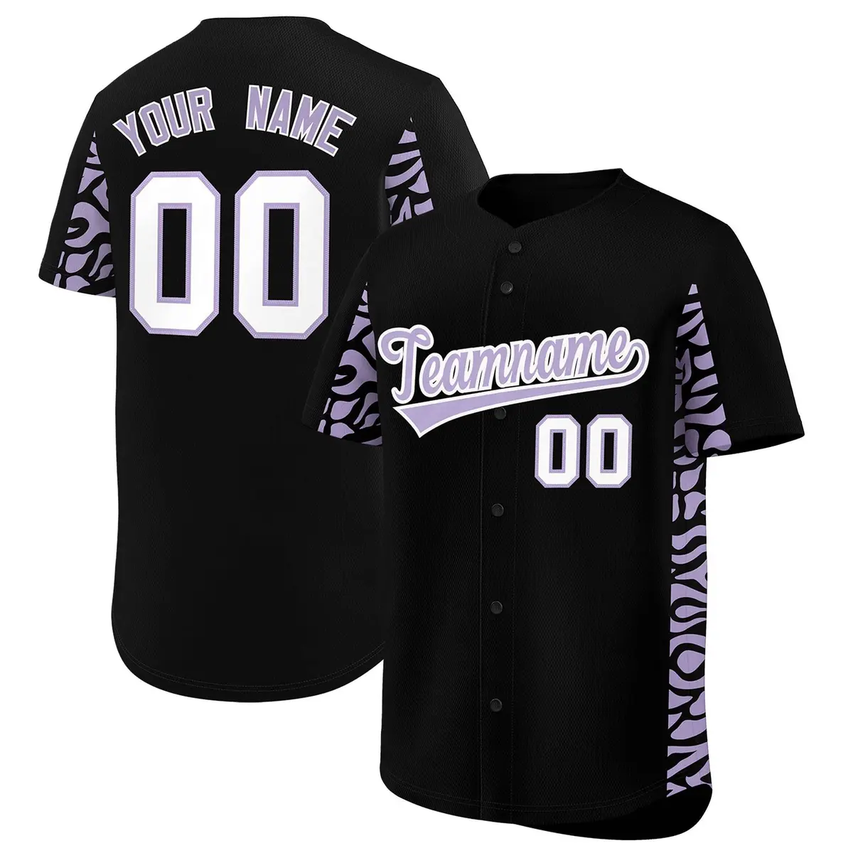 Black Light Purple Leopard Graffiti Side Baseball Jersey