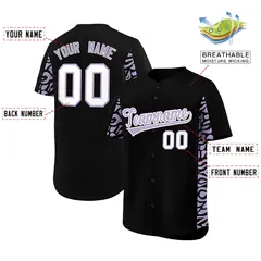 Black Light Purple Leopard Graffiti Side Baseball Jersey 2