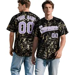 Black Light Purple Metallic Gold Splatter Baseball Jersey