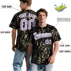 Black Light Purple Metallic Gold Splatter Baseball Jersey 2