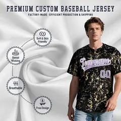 Black Light Purple Metallic Gold Splatter Baseball Jersey 3