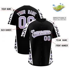 Black Light Purple Side Camo Baseball Jersey 2