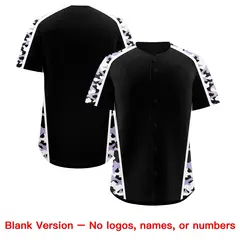 Black Light Purple Side Camo Baseball Jersey 7