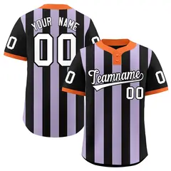 Black Light Purple Stripe Two-Button Softball Jersey 1