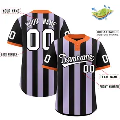 Black Light Purple Stripe Two-Button Softball Jersey 2