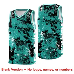 Black Light Teal Vice Burst Graffiti Basketball Jersey 6