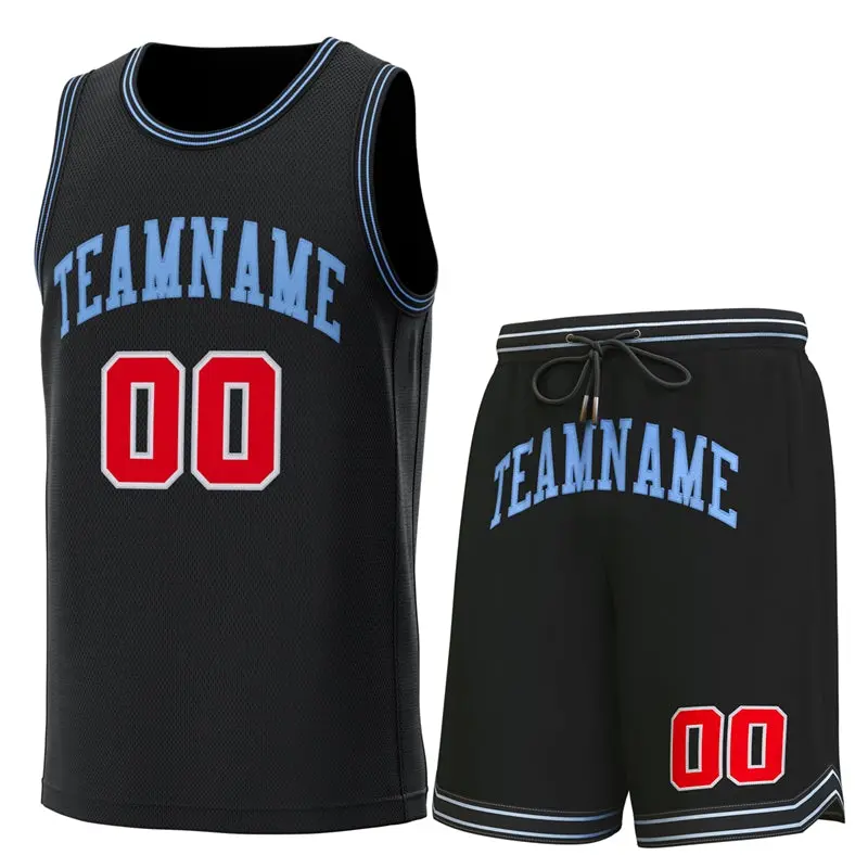 Black Lt Blue-Black Classic Sets Basketball Jersey