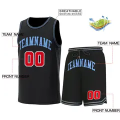 Black Lt Blue-Black Classic Sets Basketball Jersey 2