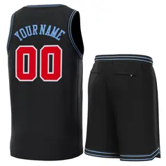 Black Lt Blue-Black Classic Sets Basketball Jersey 3