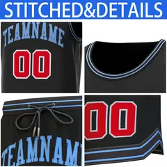 Black Lt Blue-Black Classic Sets Basketball Jersey 6