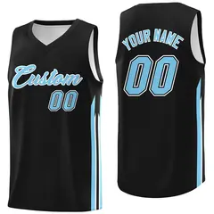Black Lt Blue Classic Sport Game Basketball Jersey