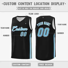 Black Lt Blue Classic Sport Game Basketball Jersey 2