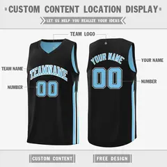 Black Lt Blue Double Side Fashion Training Basketball Jersey 2