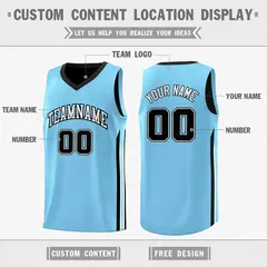 Black Lt Blue Double Side Fashion Training Basketball Jersey 3