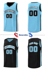 Black Lt Blue Double Side Fashion Training Basketball Jersey 4