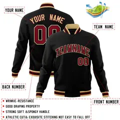 Black Maroon-Black Varsity Full-Snap Letterman Jacket 4