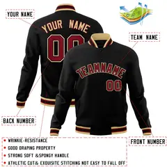 Black Maroon-Black Varsity Full-Snap Letterman Jacket 4
