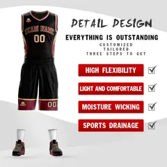 Black Maroon-Khaki Graffiti Lightning Basketball Jersey 2