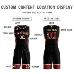 Black Maroon-Khaki Graffiti Lightning Basketball Jersey 3