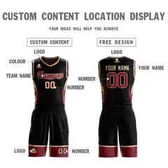 Black Maroon-Khaki Graffiti Lightning Basketball Jersey 3