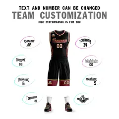 Black Maroon-Khaki Graffiti Lightning Basketball Jersey 4