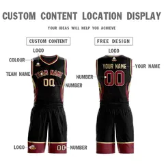 Black Maroon-Khaki Graffiti Lightning Basketball Jersey 3