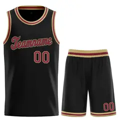Black Maroon-Old Gold Classic Basketball Jersey Sets
