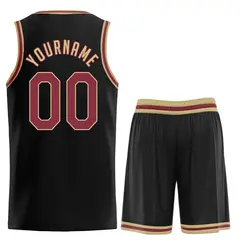 Black Maroon-Old Gold Classic Basketball Jersey Sets 2