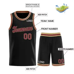 Black Maroon-Old Gold Classic Basketball Jersey Sets 3