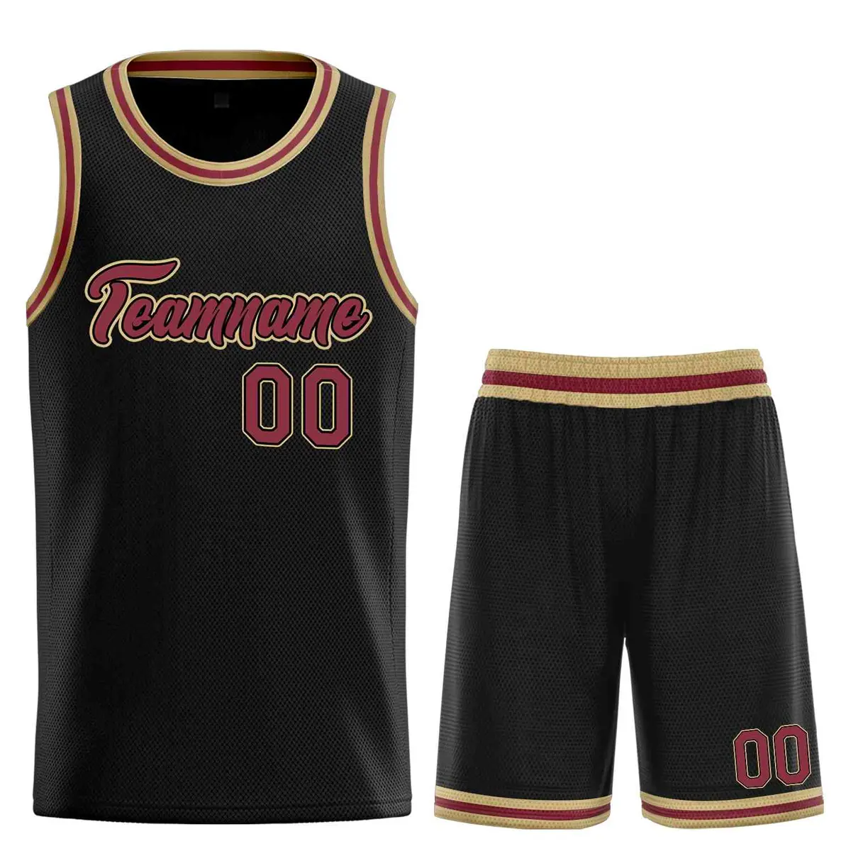 Black Maroon-Old Gold Classic Team Basketball Jersey