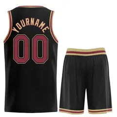 Black Maroon-Old Gold Classic Team Basketball Jersey 2