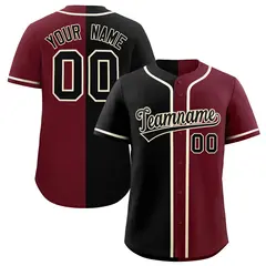 Black Maroon Two Tone Gradient Fashion Baseball Jersey 1