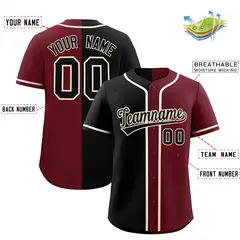 Black Maroon Two Tone Gradient Fashion Baseball Jersey 2