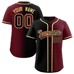 Black Maroon Two Tone Gradient Fashion Baseball Jersey 1
