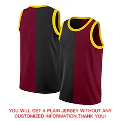 Black Maroon-Yellow Split Fashion Basketball Jersey 4