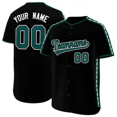 Black Midnight Green Color Block Dotted Side Baseball Jersey 1