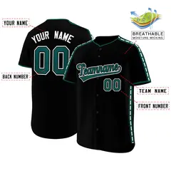 Black Midnight Green Color Block Dotted Side Baseball Jersey 2