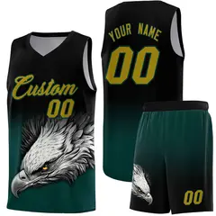 Black Midnight Green Eagle Graffiti Basketball Jersey