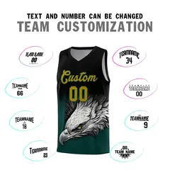 Black Midnight Green Eagle Graffiti Basketball Jersey 2