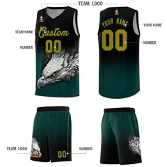 Black Midnight Green Eagle Graffiti Basketball Jersey 3