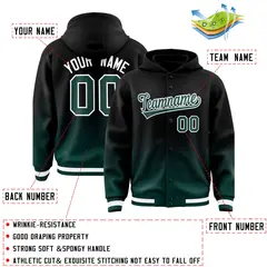 Black Midnight Green Gradient Varsity Letterman Jacket Hoodie 4