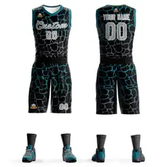 Black Midnight Green-Gray Spotted Graffiti Basketball Jersey