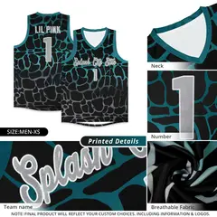 Black Midnight Green-Gray Spotted Graffiti Basketball Jersey 2