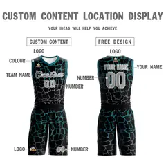 Black Midnight Green-Gray Spotted Graffiti Basketball Jersey 4