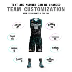 Black Midnight Green-Gray Spotted Graffiti Basketball Jersey 5