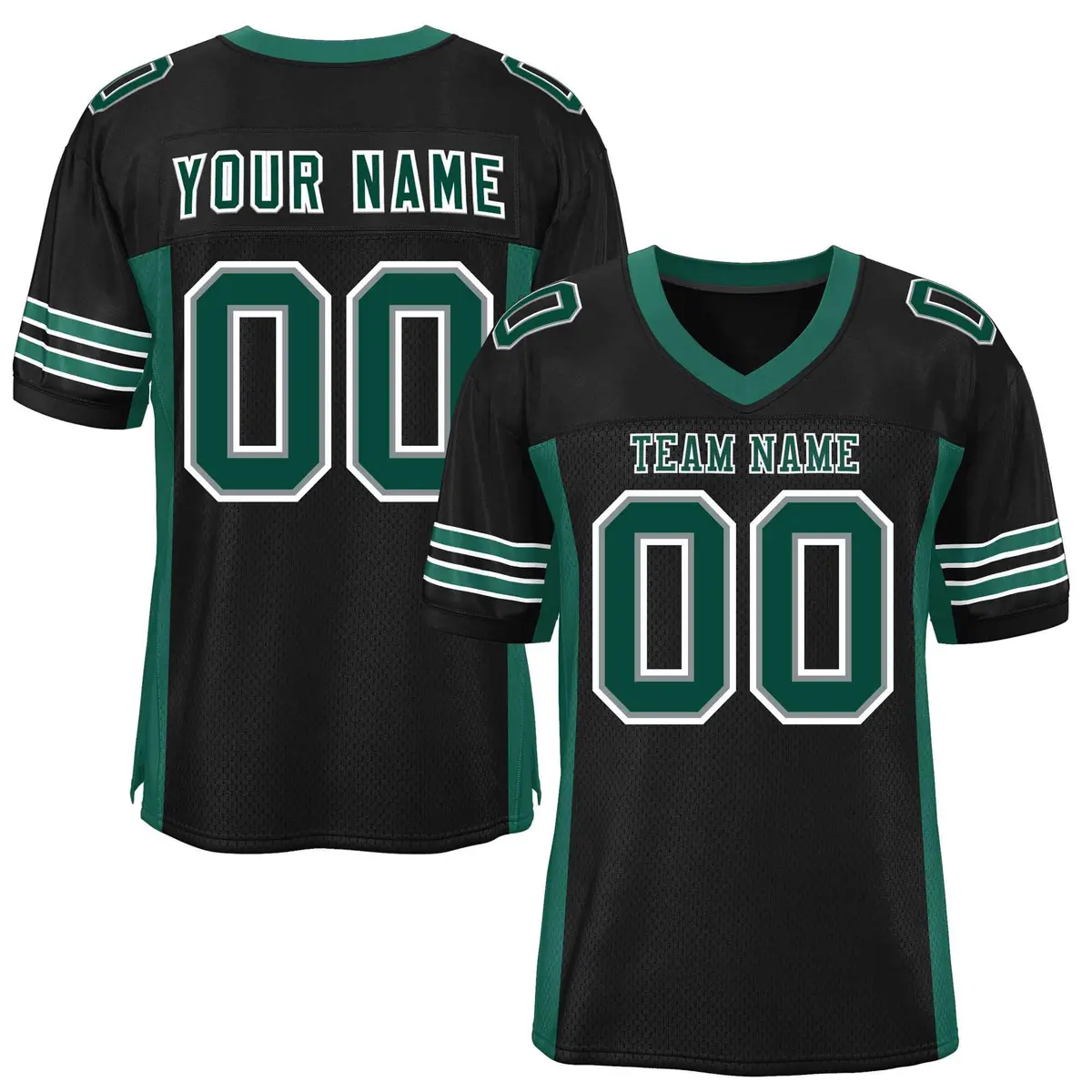 Black Midnight Green Insert Color Mesh Football Jersey